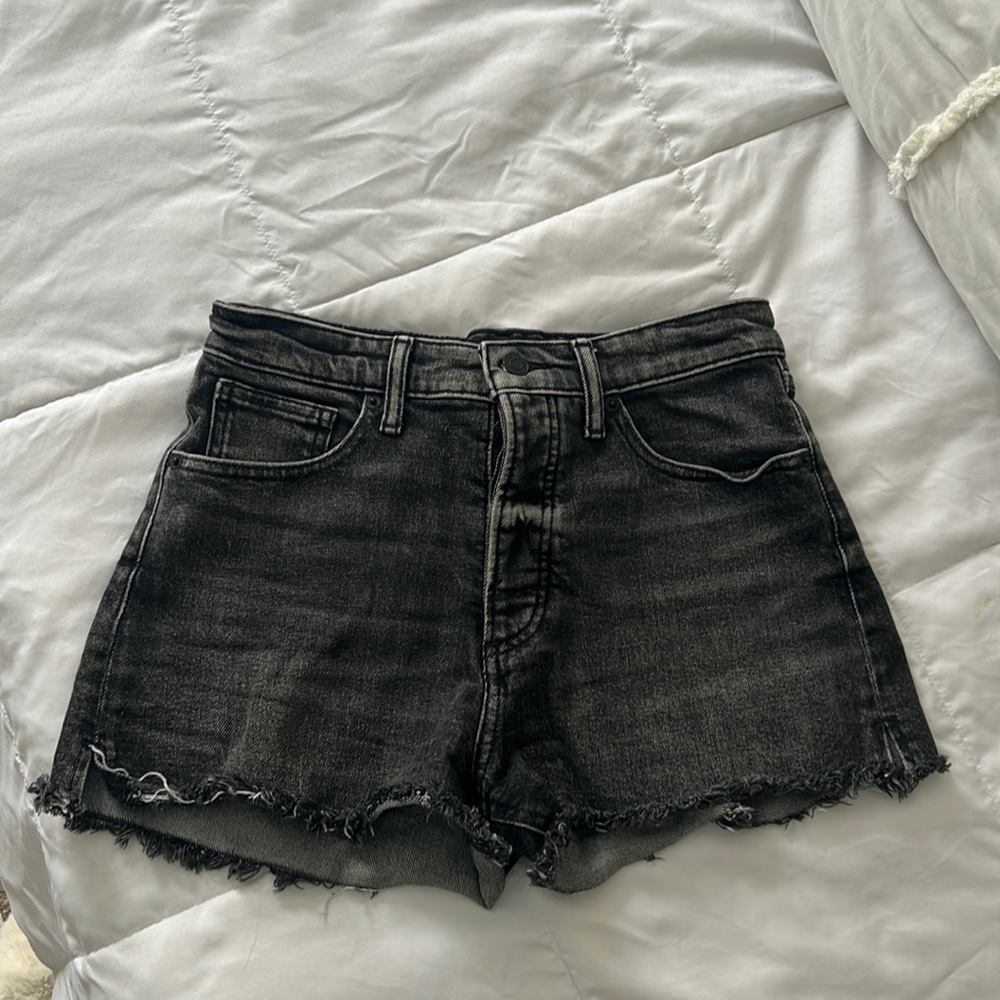 High Waist Black Jean Shorts